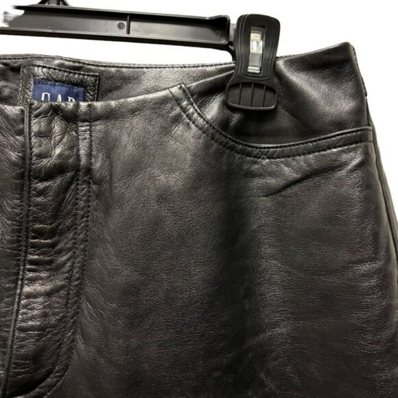 GAP Vintage Y2K Womens Black 100% Leather Bootcut Pans Size 12 Full Lined - Picture 3 of 9